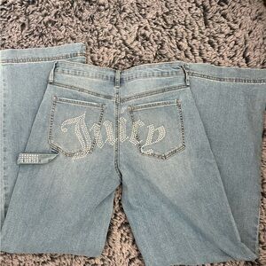 Juicy Couture Light Blue Flare Jeans with Rhinestones